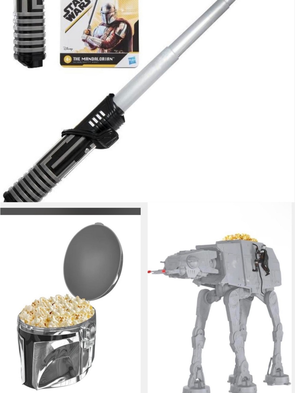 New 2026 Combo Mandalorian Grogu Mando Chrome Helmet AT AT Popcorn Bucket
